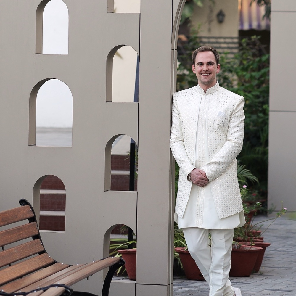 Men's White Indian Wedding Outfit